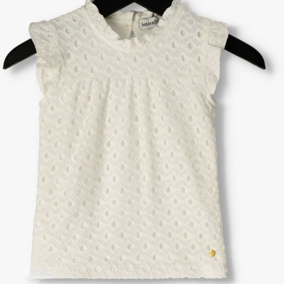 Koko Noko white eyelet short ruffled sleeve shirt size 5 - Picture 1 of 10